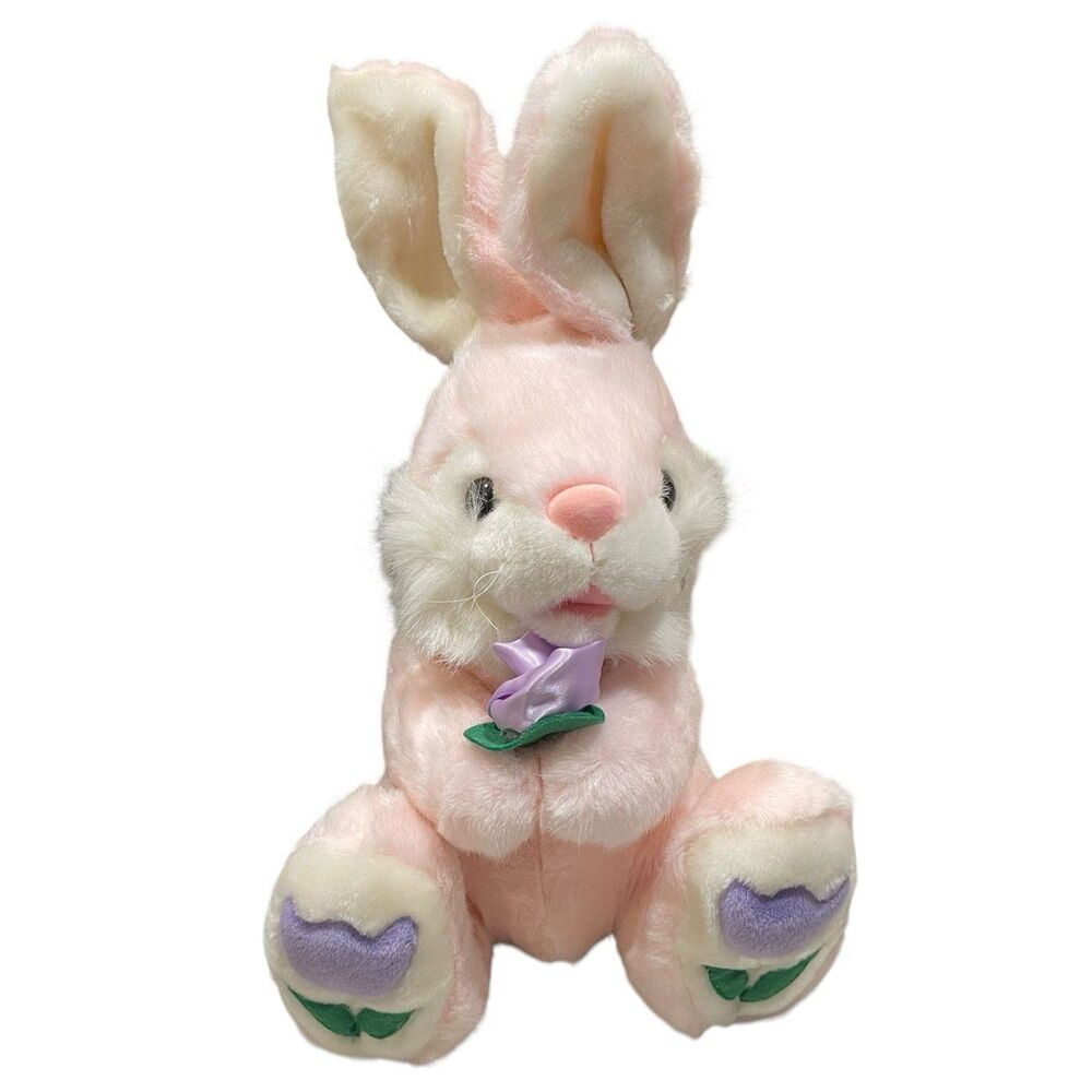 Beta Toys Easter Bunny Rabbit Tulip Flower Pink Purple Plush Stuffed Animal 18”